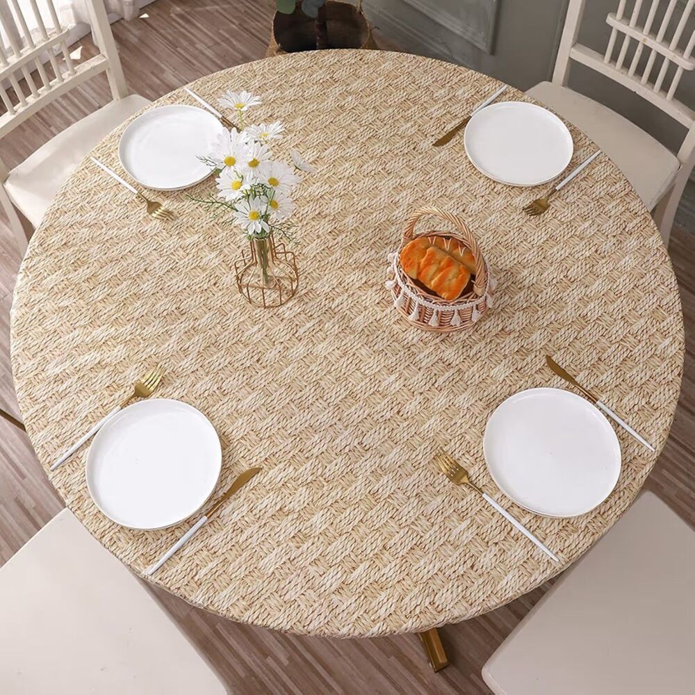 Fitted Round Vinyl Tablecloth (Weave) NEW